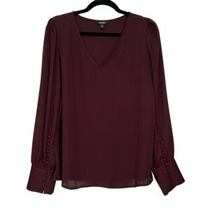 Express Deep Burgundy V-Neck Blouse